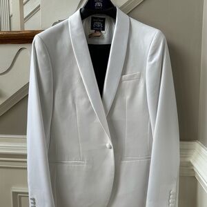 Elegant White Tuxedo Blazer with Black Tuxedo Pants